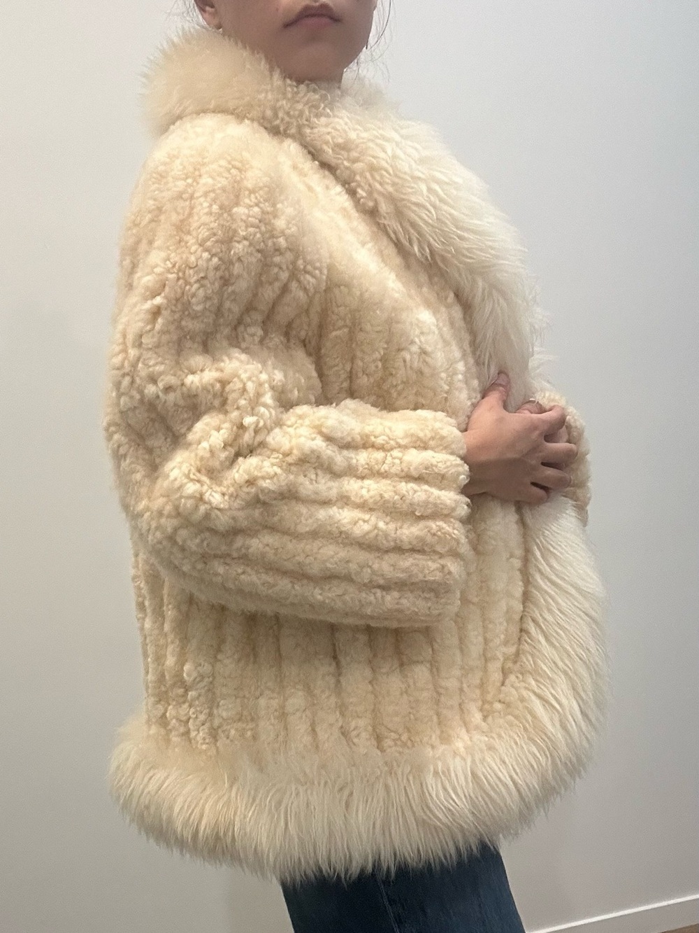Vintage Australian Sheepskin Shearling Coat Cream Genuine Wool Made in Australia